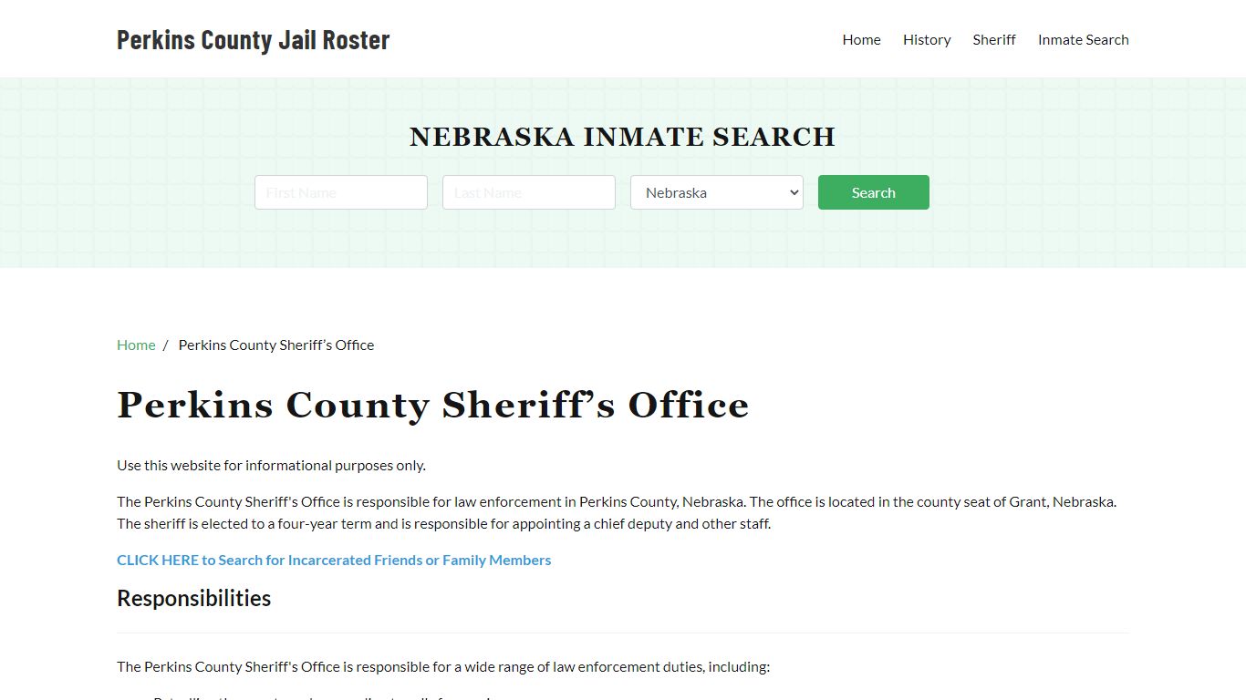 Perkins County Sheriff Office, NE, Arrest Warrants Search