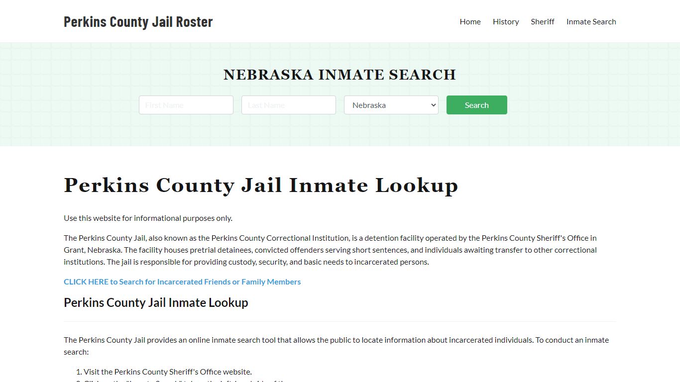 Perkins County Jail Roster Lookup, NE, Inmate Search