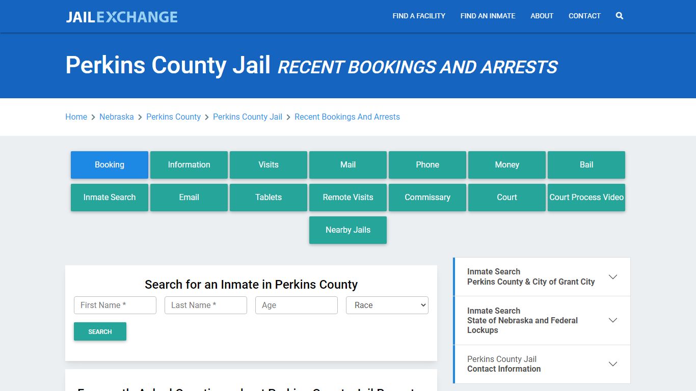 Perkins County Jail & Sheriff NE Recent Arrests and Bookings