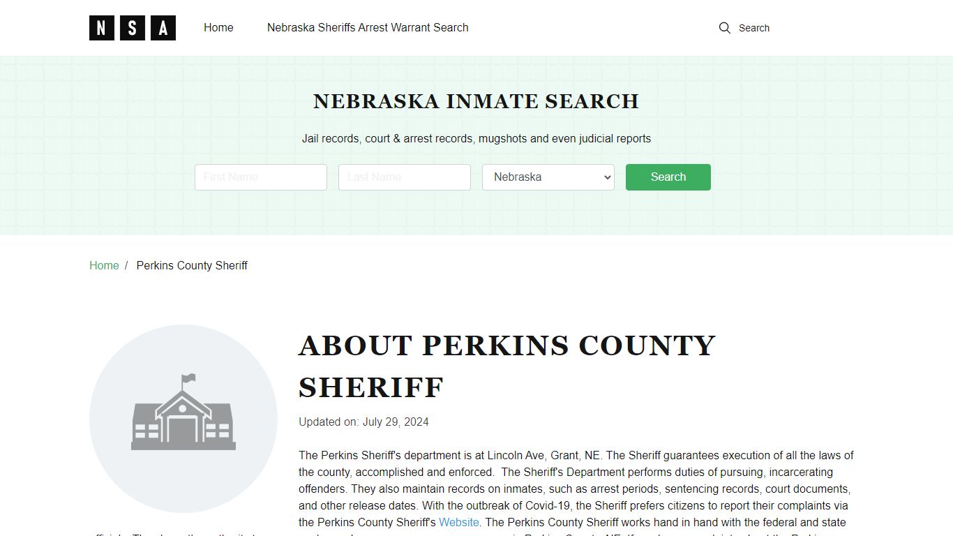 Perkins County Sheriff, Nebraska and County Jail Information